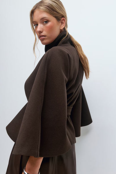 Aurora™ | Elegantes Cape aus Wollmischung mit Gürtel