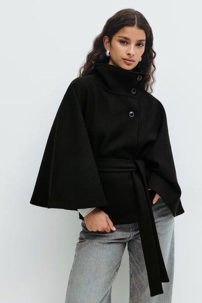 Aurora™ | Elegantes Cape aus Wollmischung mit Gürtel