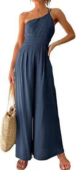 Luxury Wide-Leg Jumpsuit made of Cotton and Linen