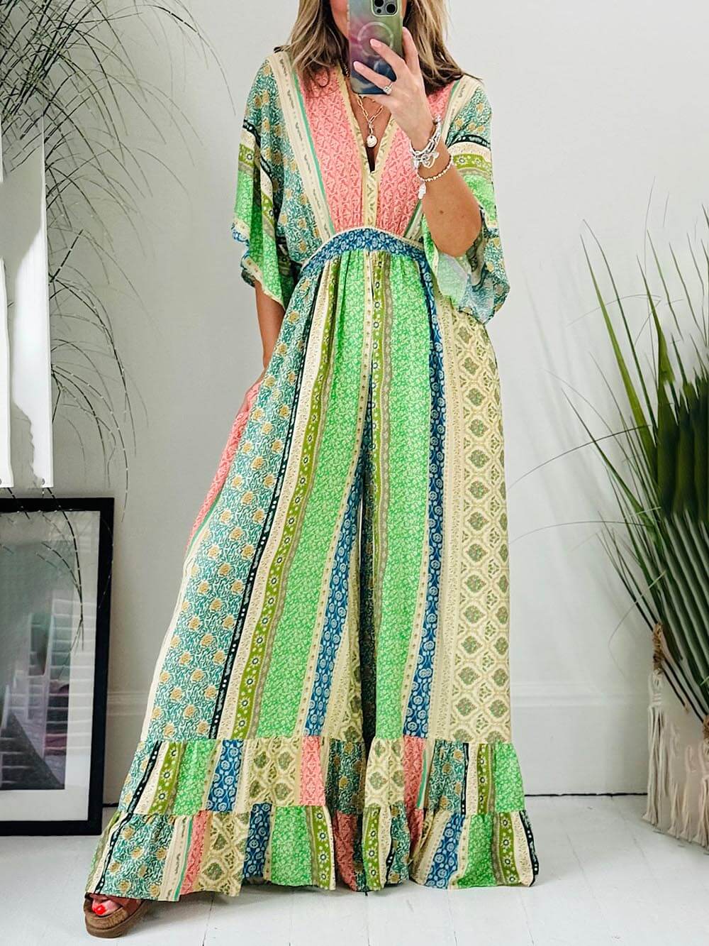 FloriComfort™ | Losse Wijde Pijpen Jumpsuit