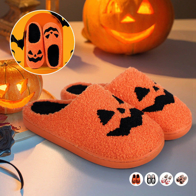 Pumpkin Plush Halloween Slippers