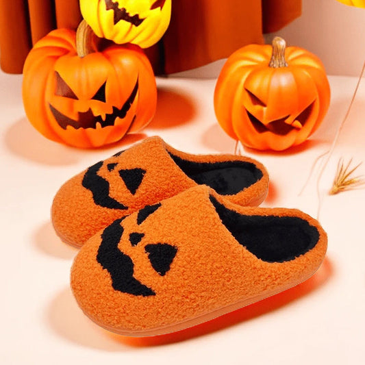 Pumpkin Plush Halloween Slippers