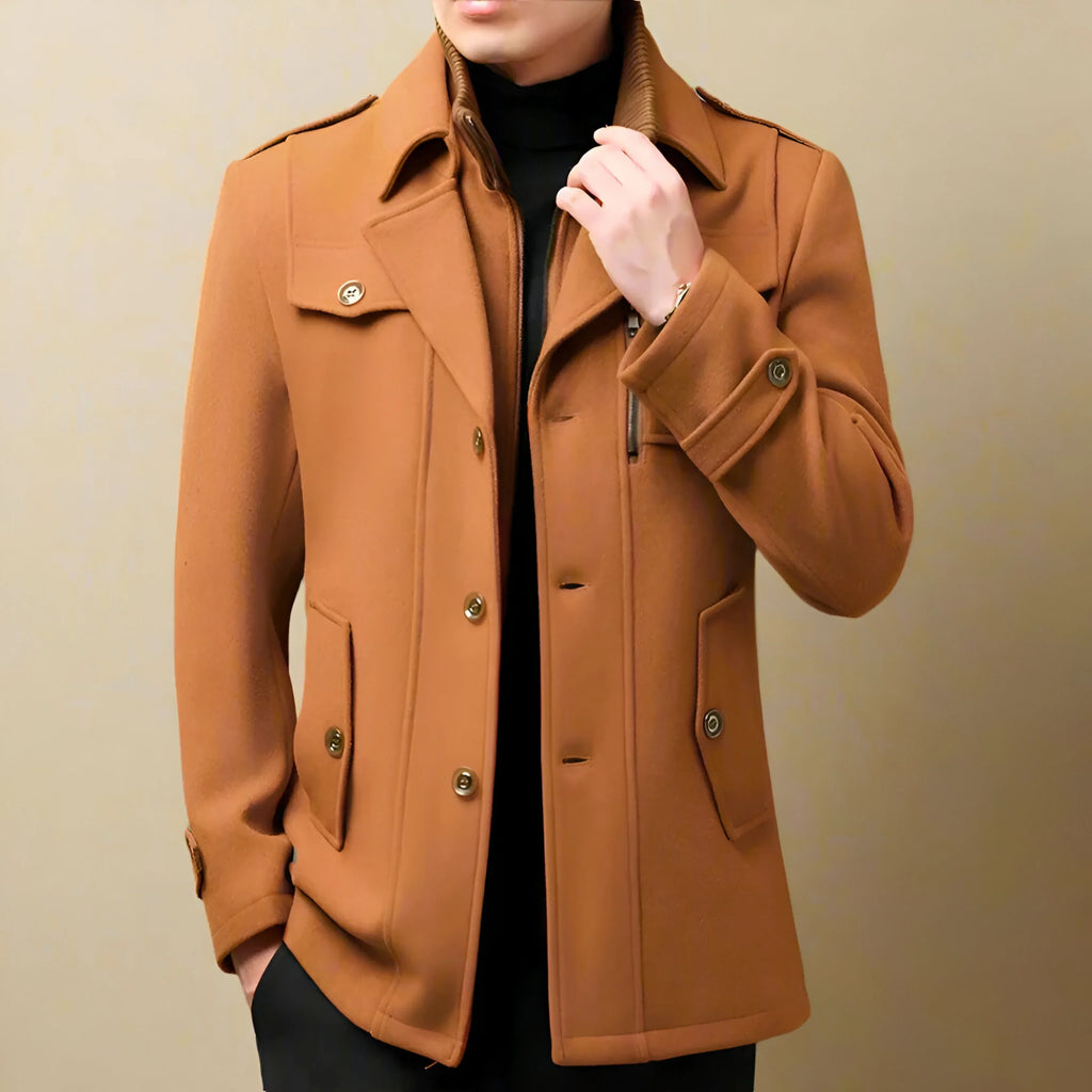 Rob - Wool coat with double collar