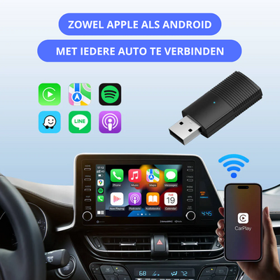 Apple/Android Carplay| Ervaar draadloos Carplay in je auto | Directe verbinding met BT