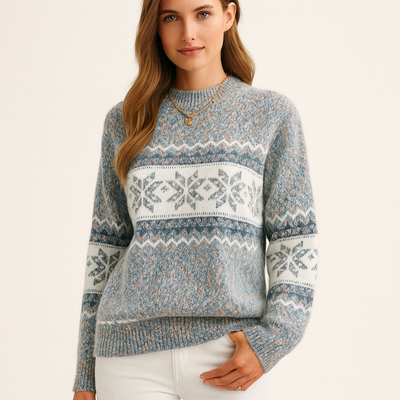 Noa Beaumont | Luxe Gebreide Trui met Sneeuwvlokpatroon