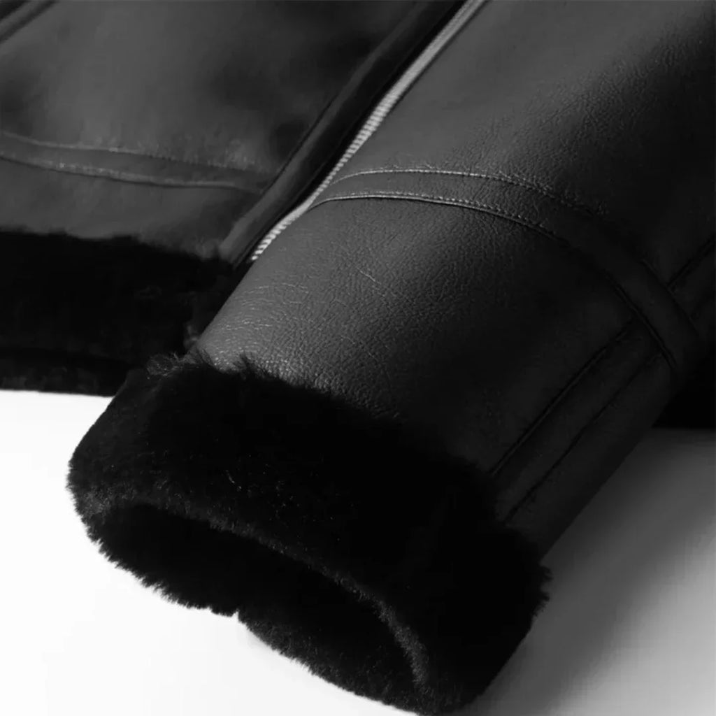 Alex - Leather Jacket with Sherpa Lining