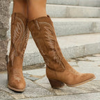 Alvara Western Boots | High cowboy boots with heel and stitching