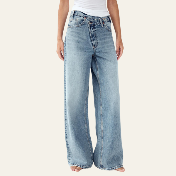 Noor™ | Trendy Twist Jeans with High Waist &amp; Relaxed Legs