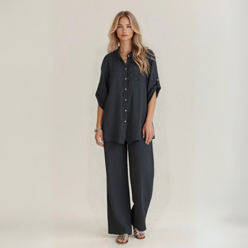 Alba | Casual two-piece set in handmade linen 