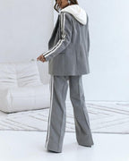 Gwenora | Eleganter gestreifter Blazer mit Kapuze und Hose