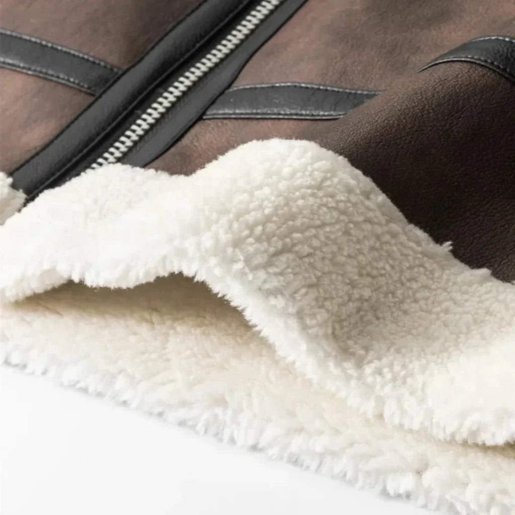 Alex - Leather Jacket with Sherpa Lining