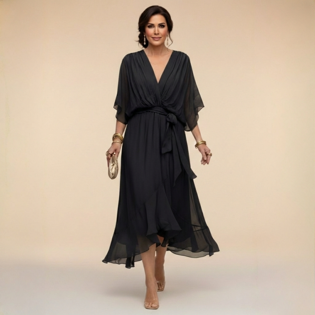 Lana | Flowing Midi Dress with V-Neck