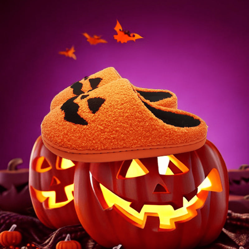 Pumpkin Plush Halloween Slippers