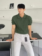 Herren Poloshirt Baumwolle Gestrickt Mit Kurzen Ärmeln - Casual Polo Shirt Männer