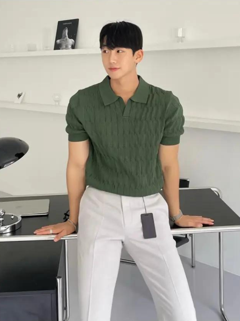 Men's Polo Shirt Cotton Knitted With Short Sleeves - Casual Polo Shirt Men