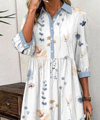 Elvienne | Fresh Maxi Dress with Print &amp; Collar 