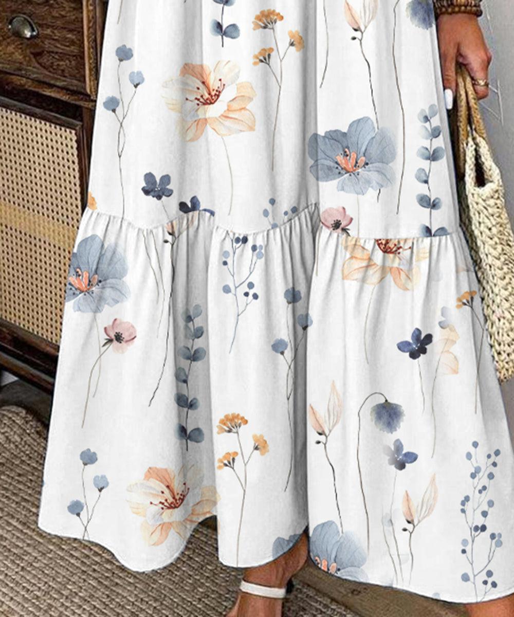 Elvienne | Fresh Maxi Dress with Print &amp; Collar 
