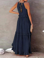 Zylaa - Zwierige maxi jurk met ruches details