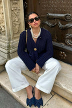 Short cardigan with large buttons