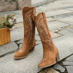 Alvara Western Boots | High cowboy boots with heel and stitching