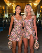 Pailletten-Kristallkleid - Rosé