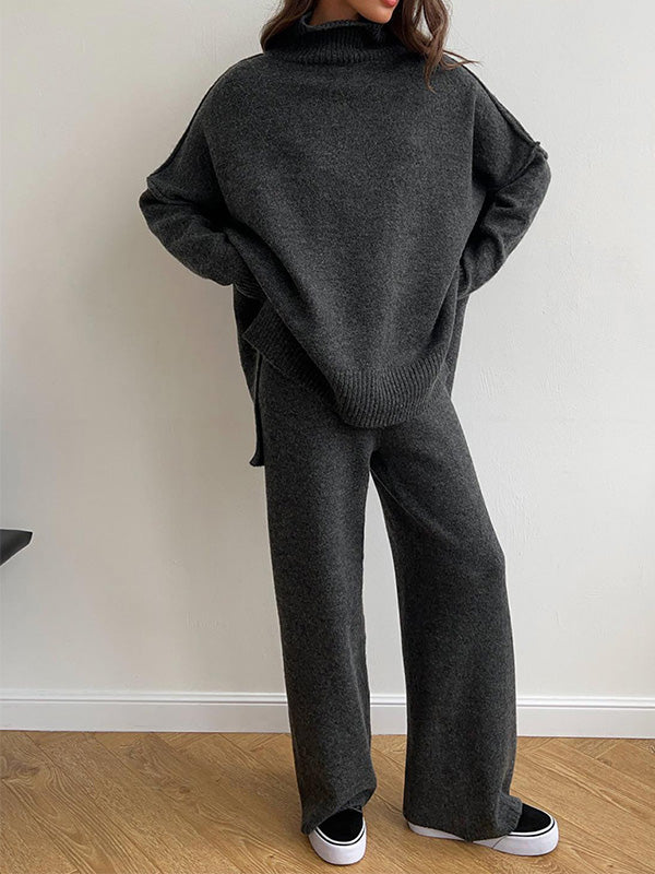 Sadie | Stilvolles Set aus übergroßem Rollkragenpullover und weiter Hose