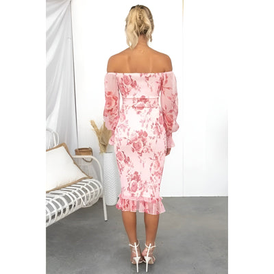 Joya™ | Off-Shoulder Gedessineerde Jurk