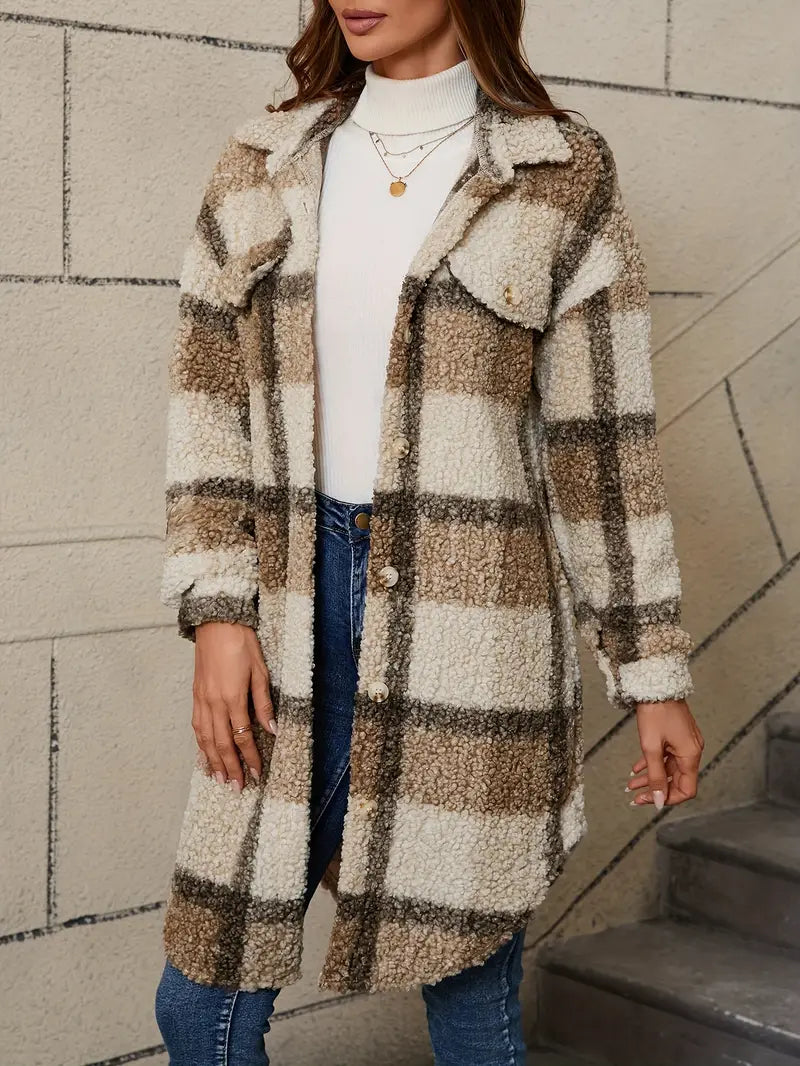 Isabelle™ | Bequemer karierter Teddymantel