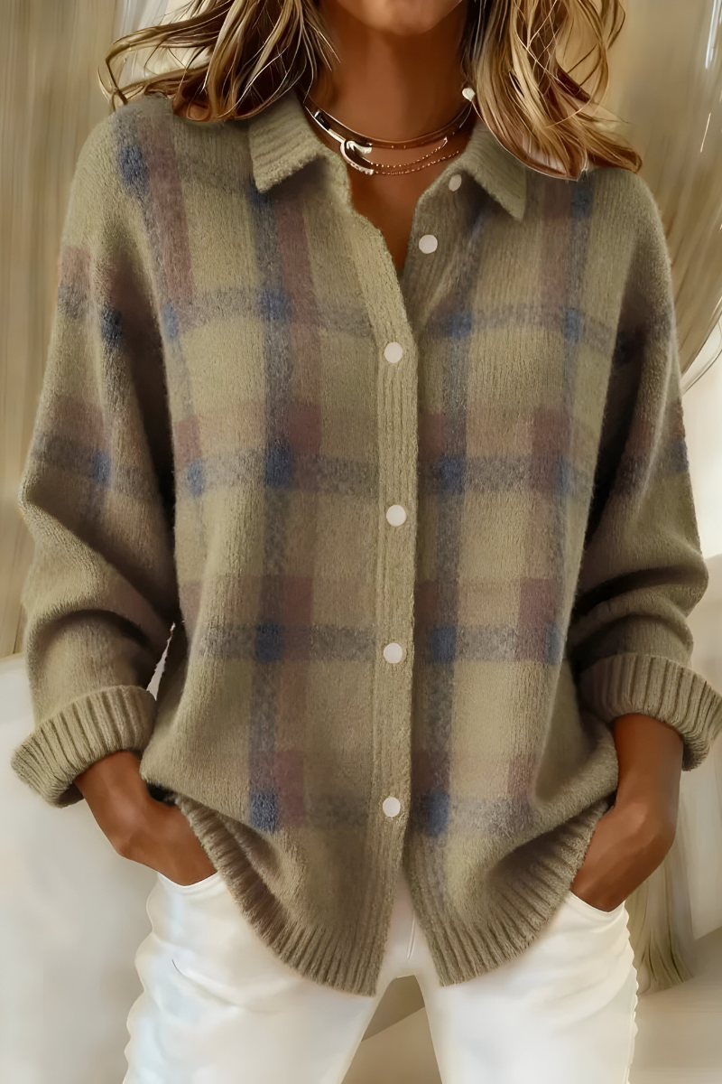Lisa | Karierte Strickjacke