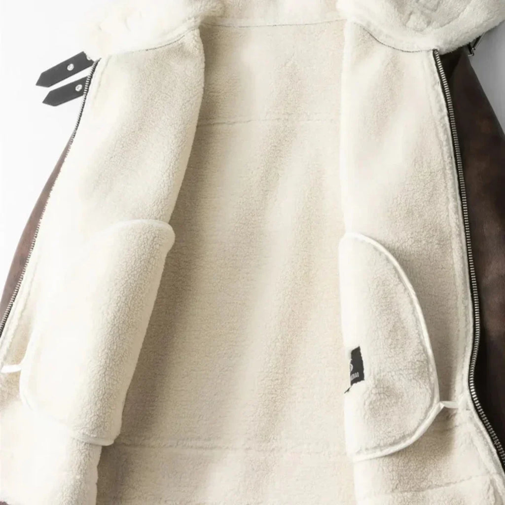 Alex - Leather Jacket with Sherpa Lining