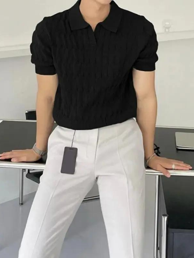 Men's Polo Shirt Cotton Knitted With Short Sleeves - Casual Polo Shirt Men