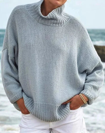 Cato - Striking Plain Sweater with High Neckline