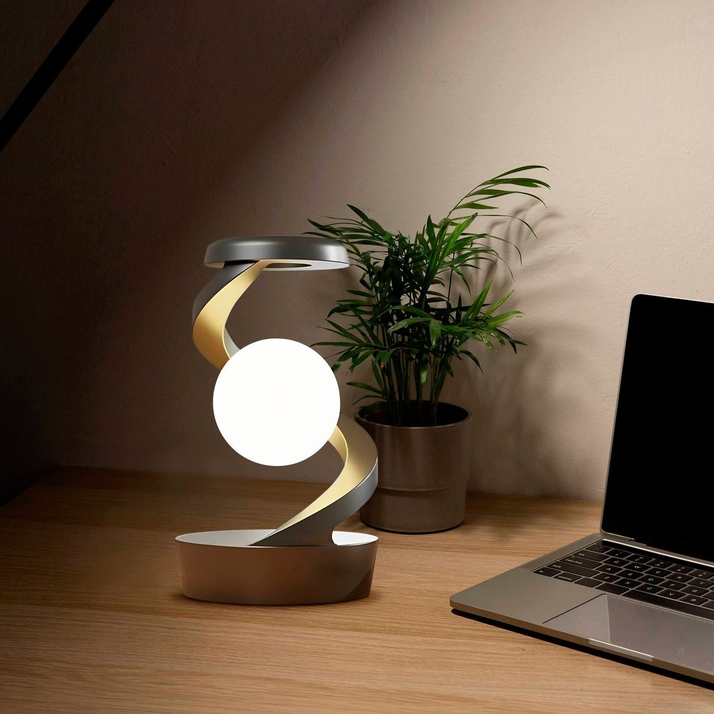 Desk Lamp, Rotating Moon with Phone Wireless Charging