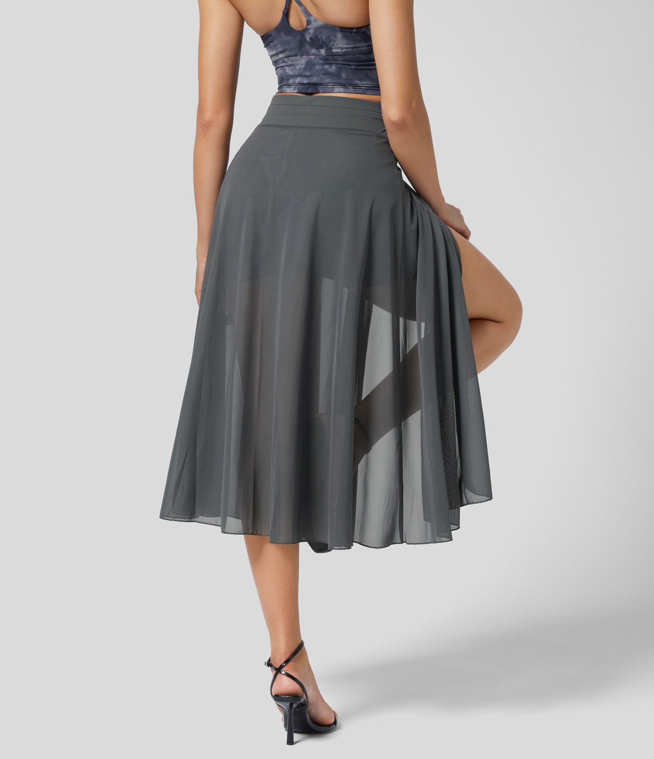 Shenia™ - High-waisted 2-in-1 Midi Flowy Skirt