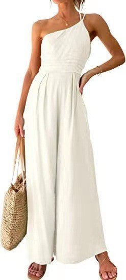 Luxury Wide-Leg Jumpsuit made of Cotton and Linen