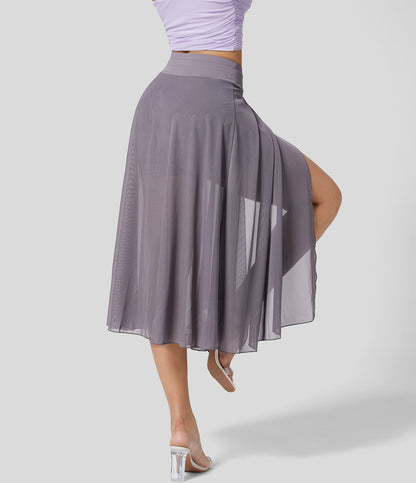 Shenia™ - High-waisted 2-in-1 Midi Flowy Skirt