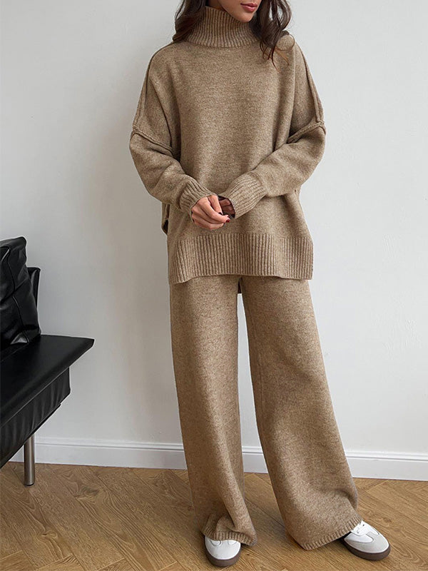Sadie | Stilvolles Set aus übergroßem Rollkragenpullover und weiter Hose