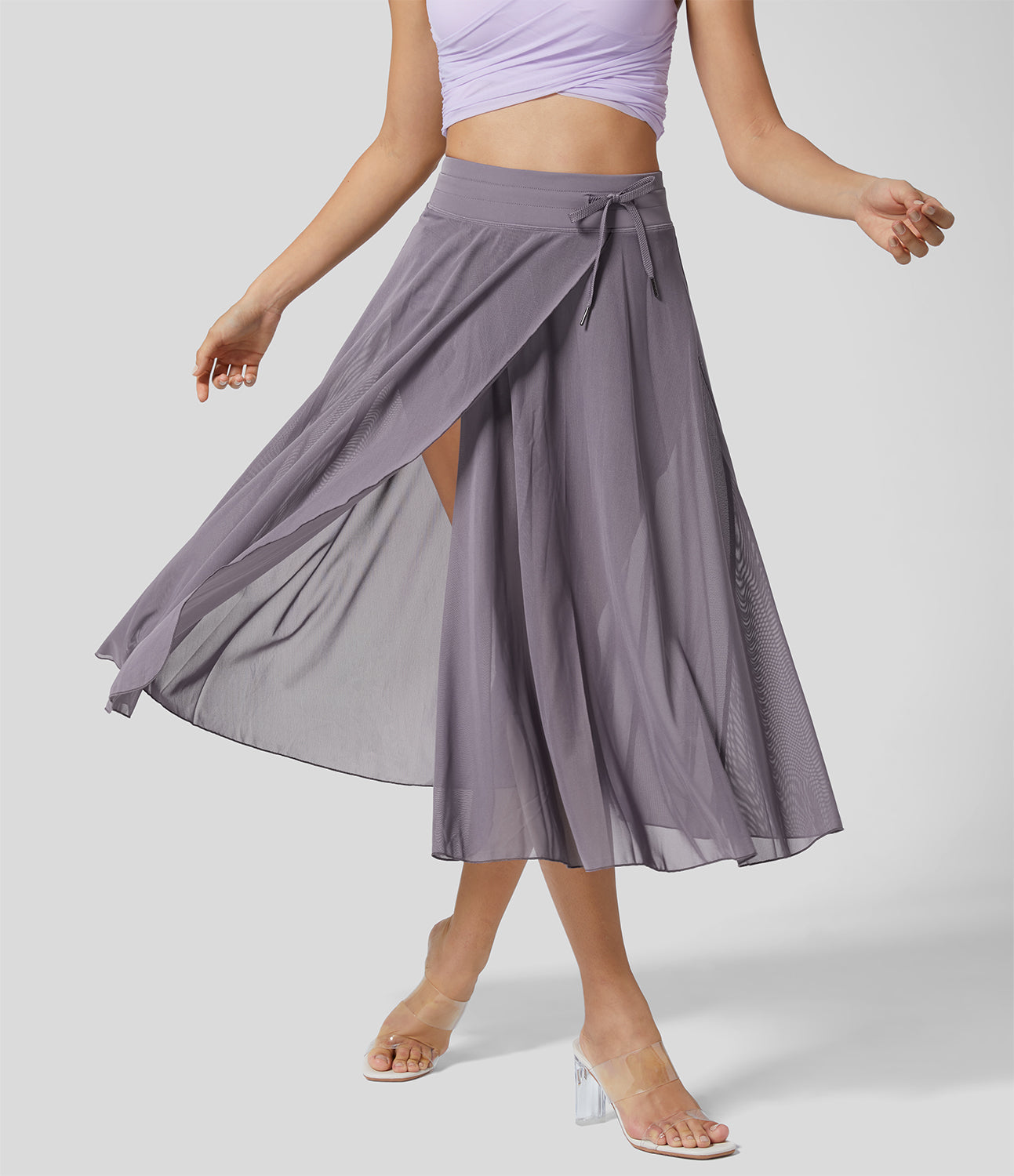 Shenia™ - High-waisted 2-in-1 Midi Flowy Skirt