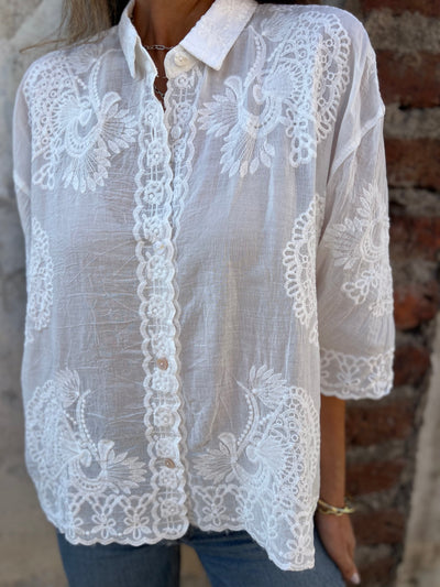 Audette™ - Elegante Geborduurde Kanten Blouse