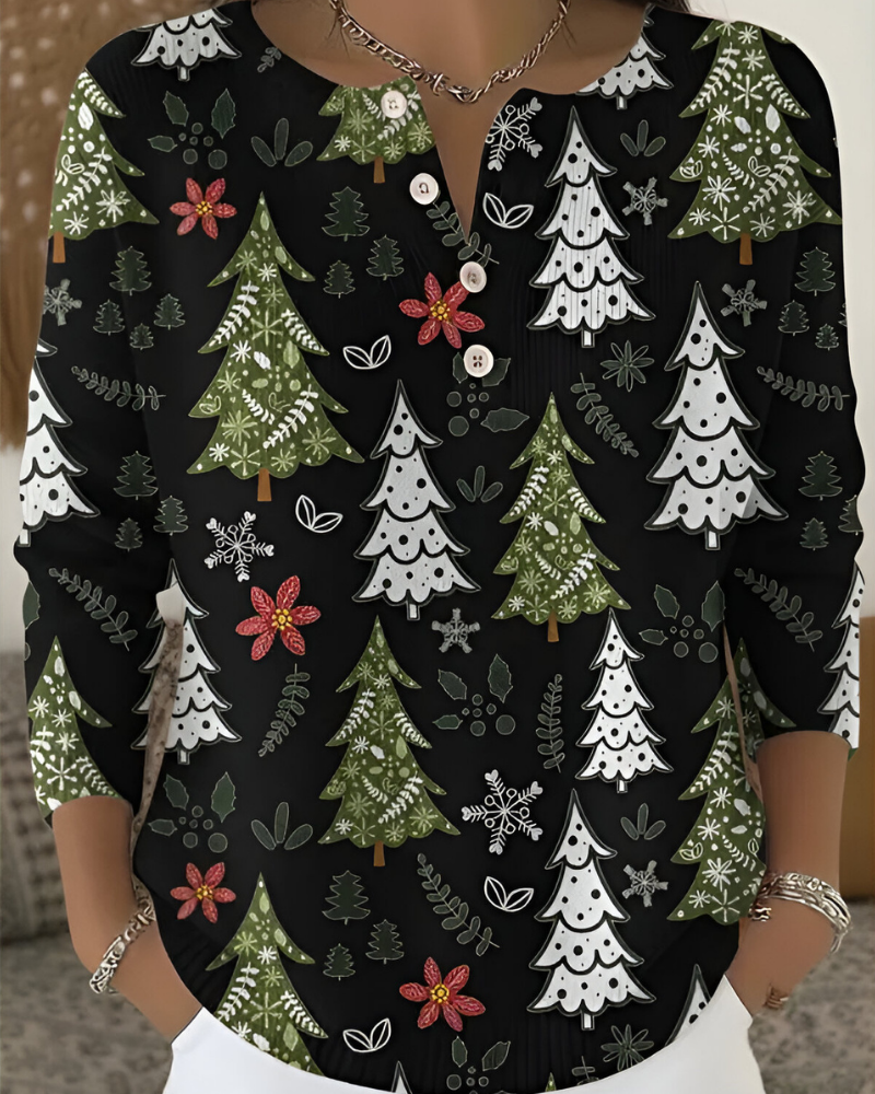 Emy™ | Festliches Weihnachts-Print-Top