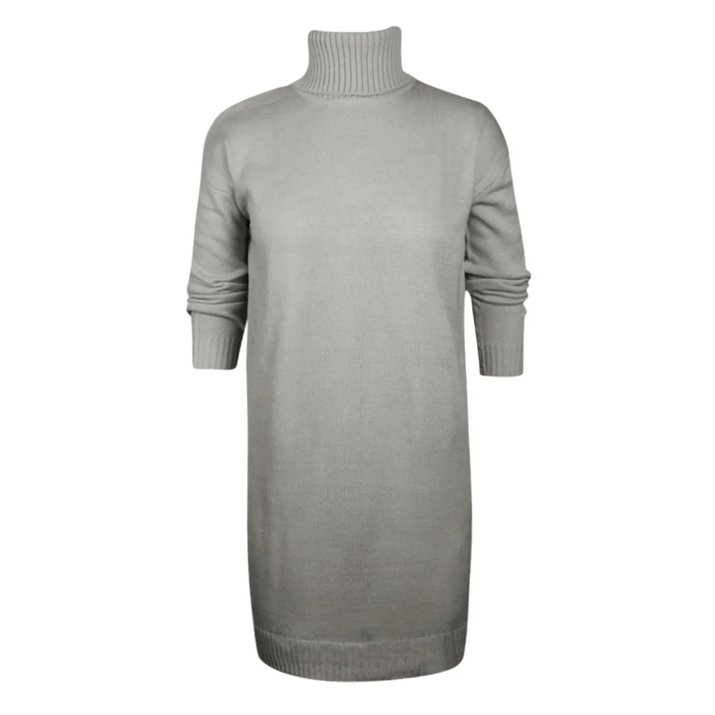 Anieska - Gebreide Jurk met Geribbelde Manchetten