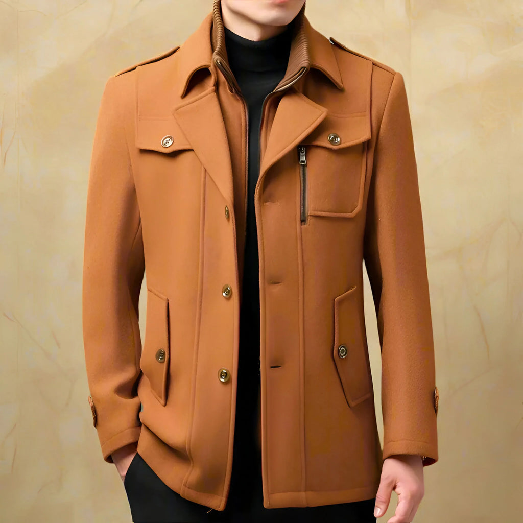 Rob - Wool coat with double collar