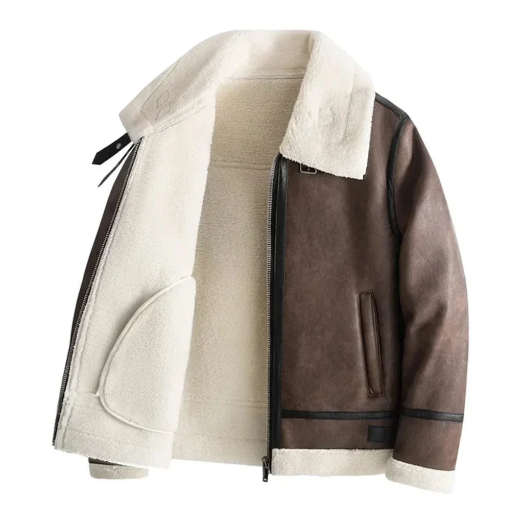 Alex - Leather Jacket with Sherpa Lining