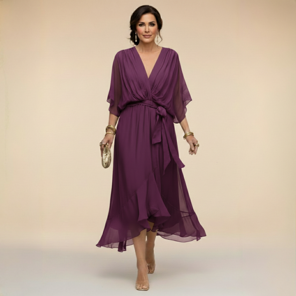 Lana | Flowing Midi Dress with V-Neck