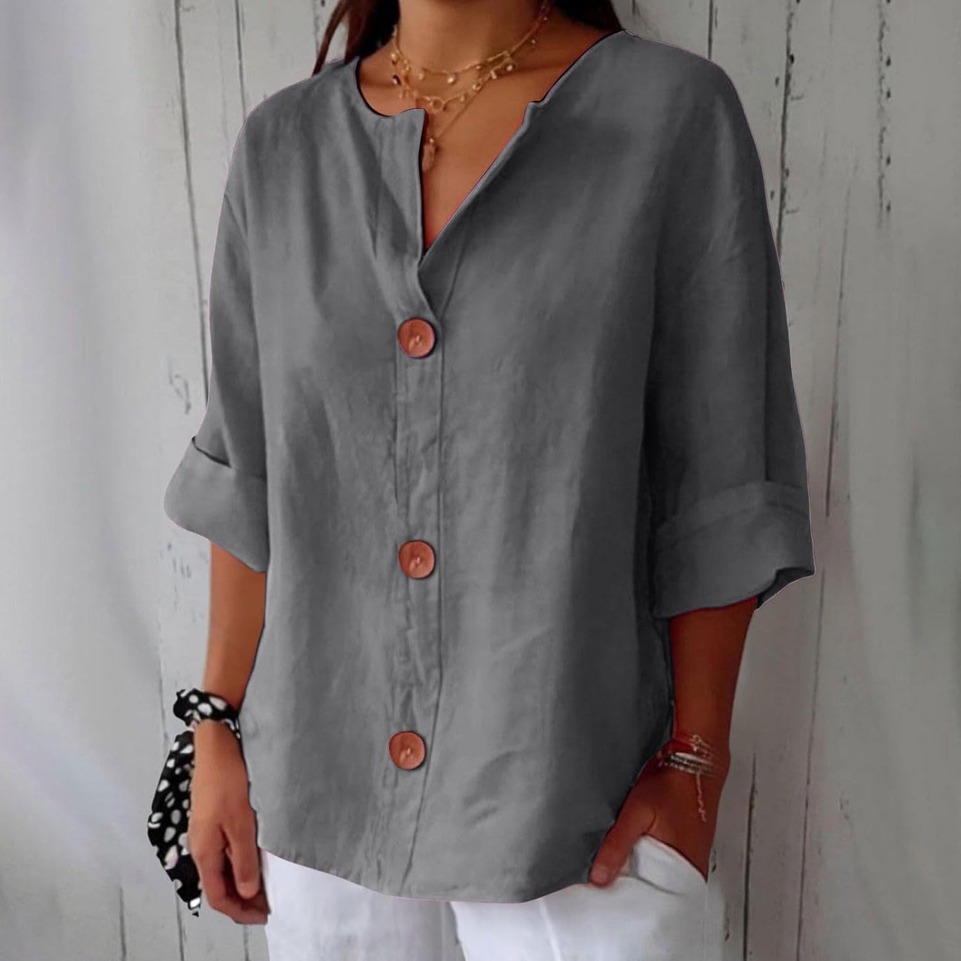 Lieke™ | Ontspannen linnen blouse voor tijdloze elegantie