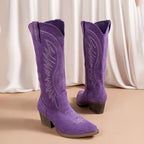 Alvara Western Boots | High cowboy boots with heel and stitching