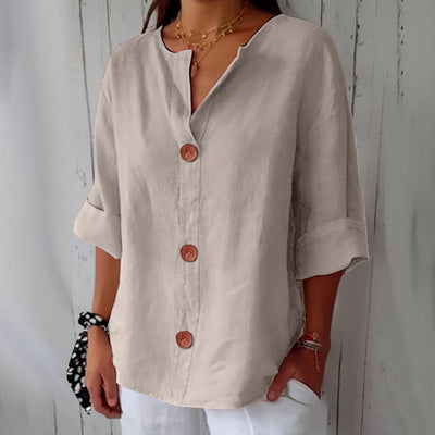 Lieke™ | Ontspannen linnen blouse voor tijdloze elegantie