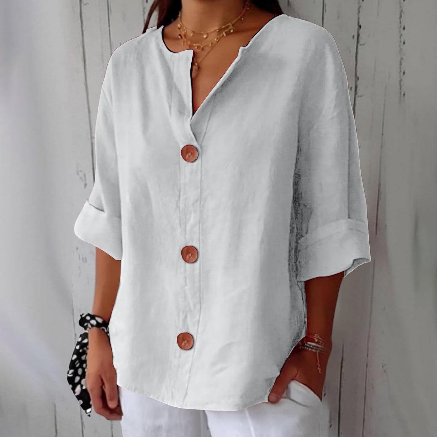 Lieke™ | Ontspannen linnen blouse voor tijdloze elegantie