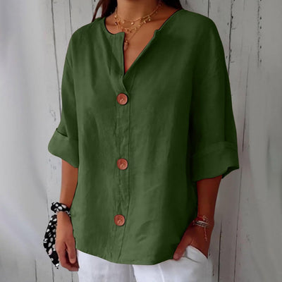 Lieke™ | Ontspannen linnen blouse voor tijdloze elegantie