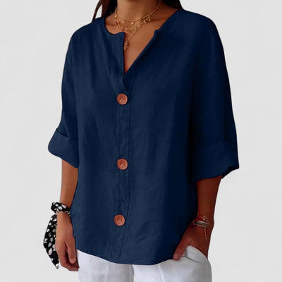 Lieke™ | Ontspannen linnen blouse voor tijdloze elegantie